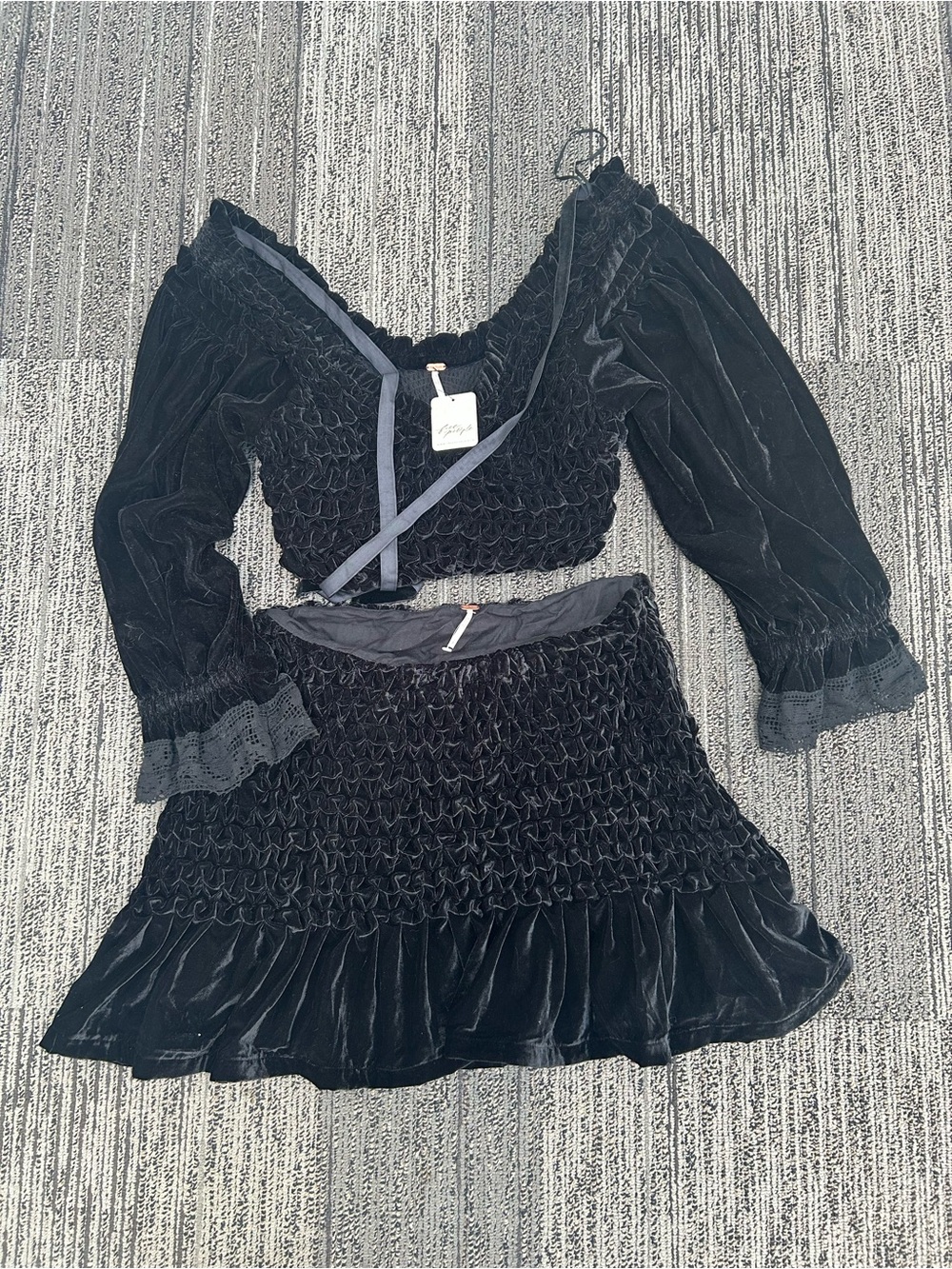 Anthropologie Whimsigoth Black Velvet Set